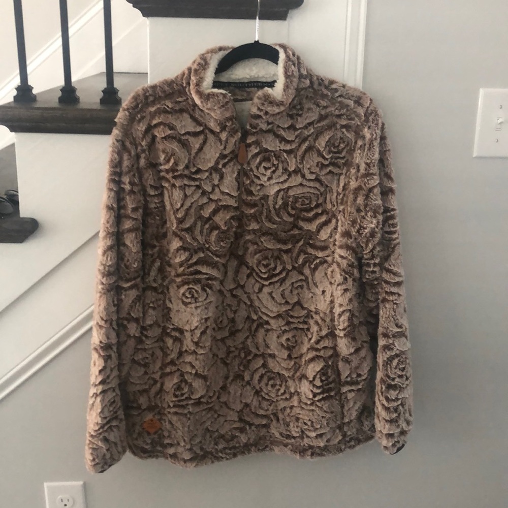 Simply Southern Brown Fuzzy Quarter Zip